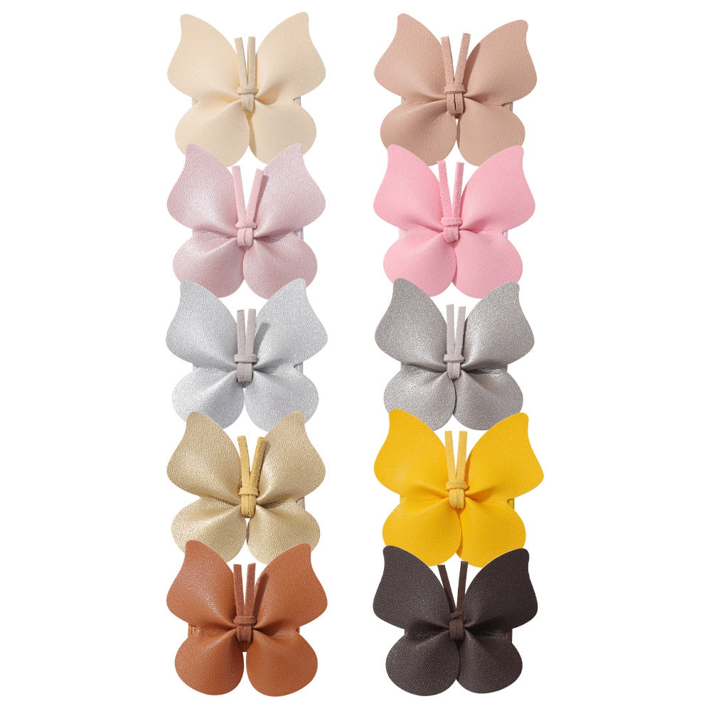 Girls' Butterfly Hair Clip - Glossy Leather & Polyester Rib Hair Accessory