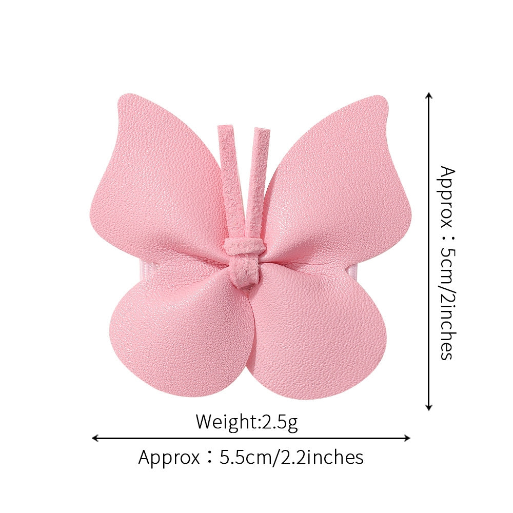 Girls' Butterfly Hair Clip - Glossy Leather & Polyester Rib Hair Accessory