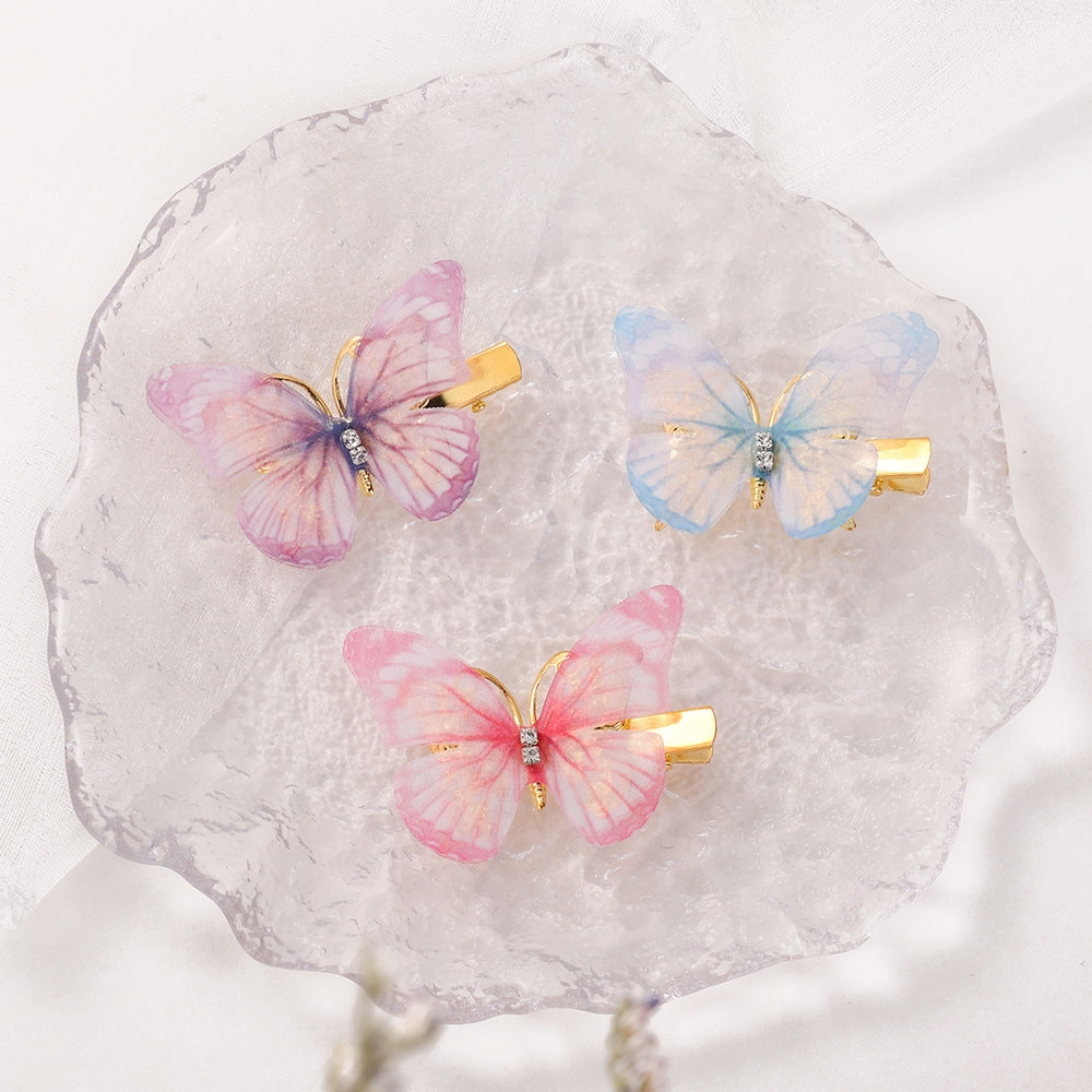 IG Style Butterfly Lace Hair Clip for Girls - Colorful Sheer Wing Design Kids Hair Accessory