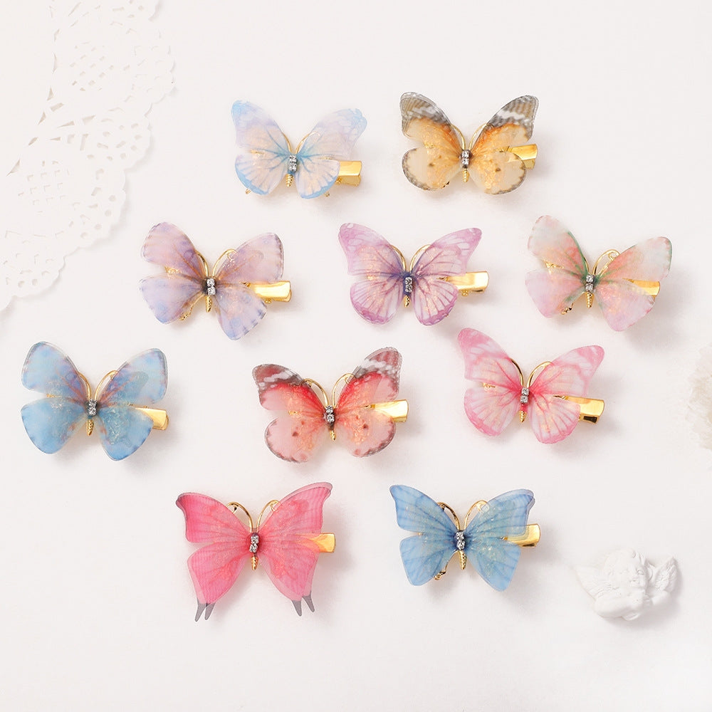 IG Style Butterfly Lace Hair Clip for Girls - Colorful Sheer Wing Design Kids Hair Accessory