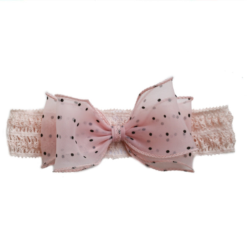 Classic Solid Color Hair Tie & Polka Dot Bow Baby Headband Set