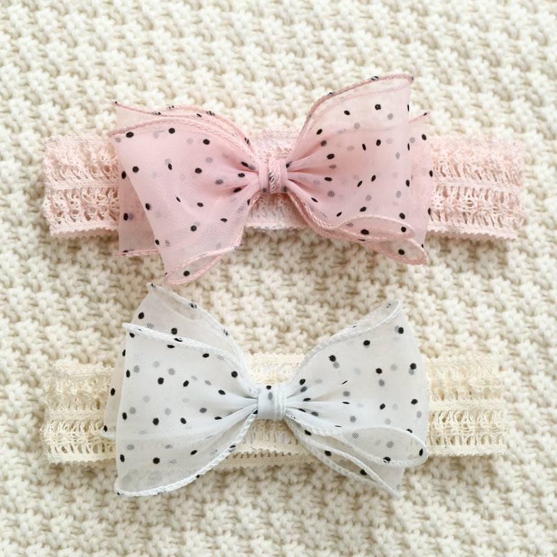 Classic Solid Color Hair Tie & Polka Dot Bow Baby Headband Set