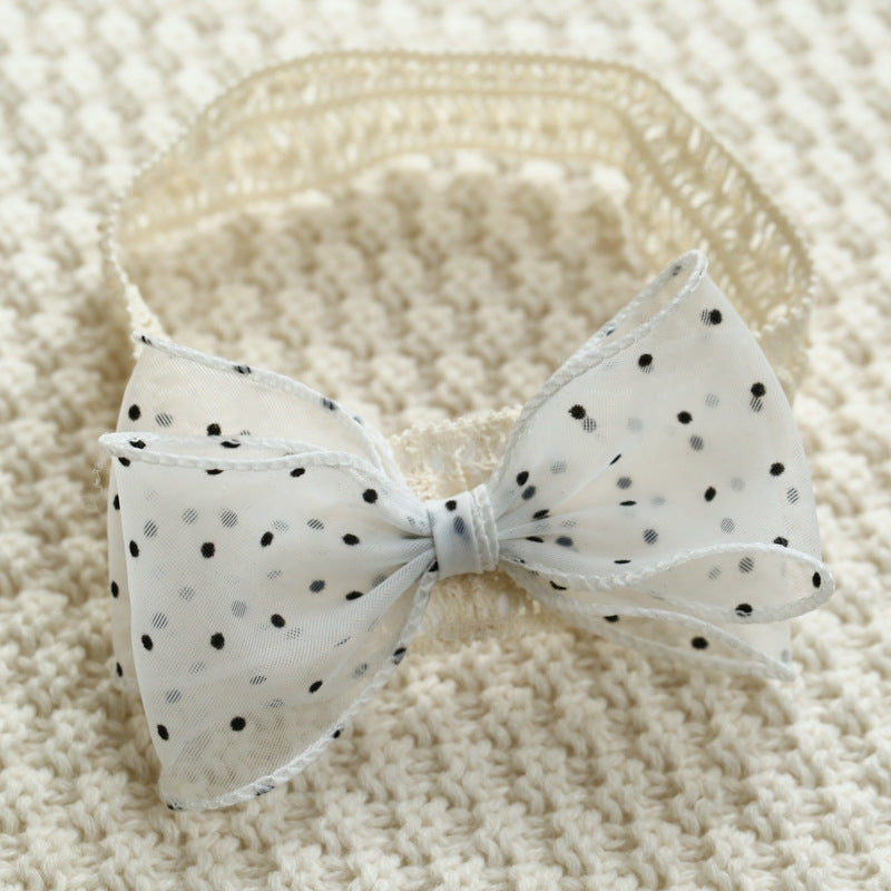 Classic Solid Color Hair Tie & Polka Dot Bow Baby Headband Set