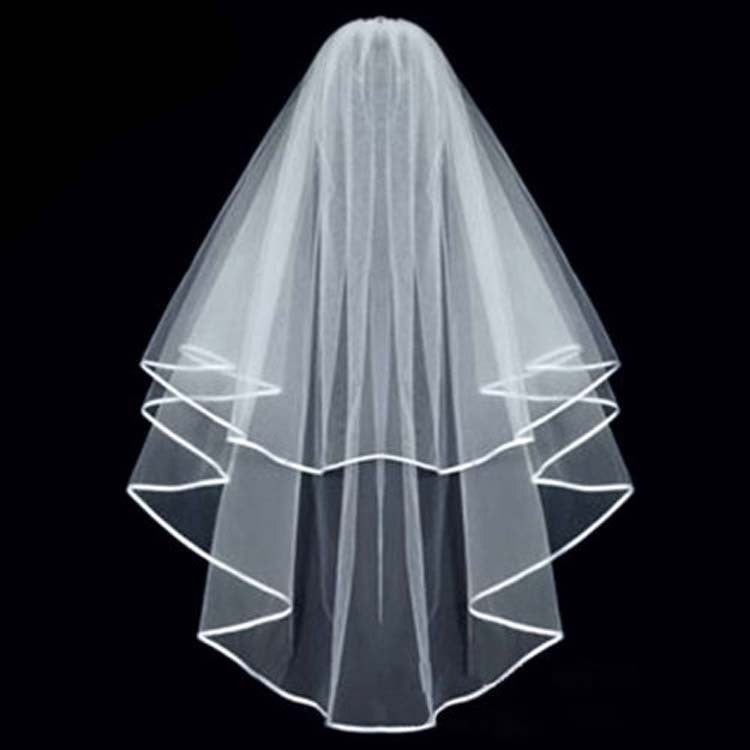 Glam Bridal Double Layer Satin Edge Birdcage Veil Accessory