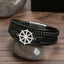 Glam Luxurious Rudder Stainless Steel Leather Handmade Men's Bracelet