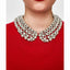 Glam Geometric Alloy Inlay Pearl Rhinestone Statement Necklace