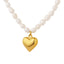 Glam Heart Shape Titanium Steel Natural Freshwater Pearl Necklace