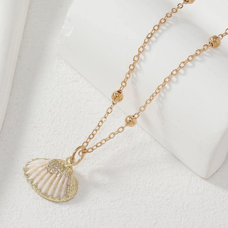 Glam Lady Natural Shell Gold Plated Pendant Necklace for Women