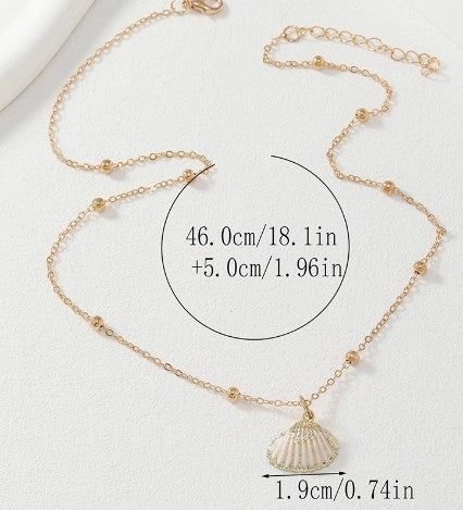 Glam Lady Natural Shell Gold Plated Pendant Necklace for Women