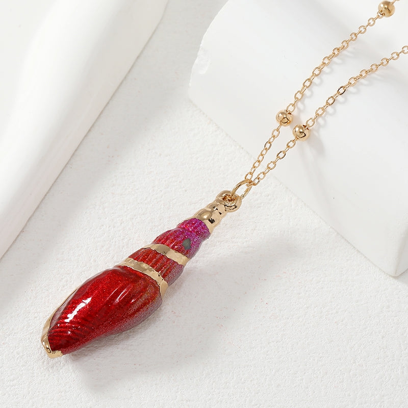 Glam Lady Natural Shell Gold Plated Pendant Necklace for Women