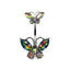 Glam Retro Butterfly Zircon Inlay Stainless Steel Belly Ring