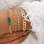 Glam Retro Green Rhinestone Multi-Layer Bracelet Set