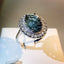 Glam Round Brass Inlay Blue Topaz Rings for Women