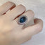 Glam Round Brass Inlay Blue Topaz Rings for Women