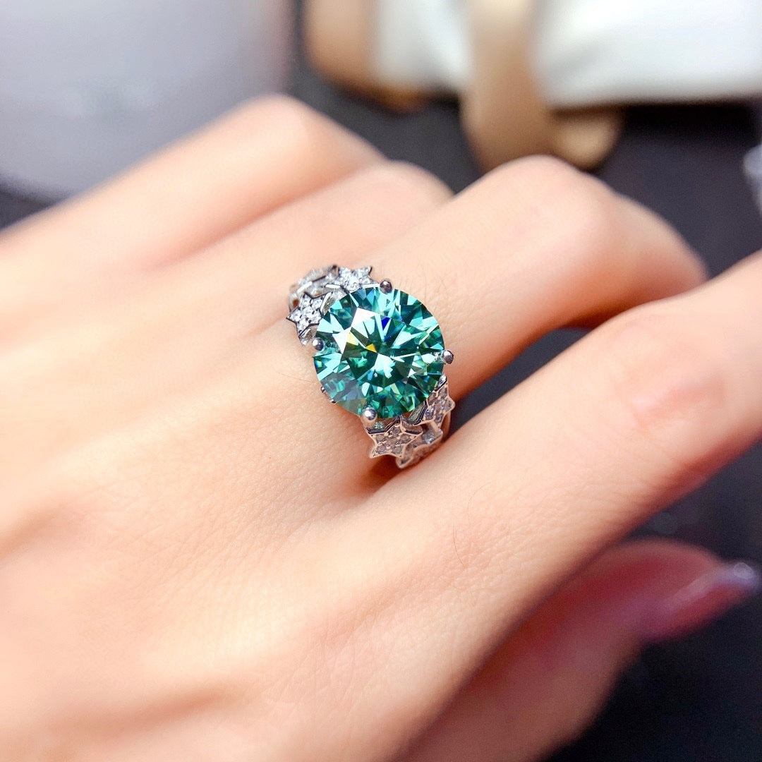 Glam Star Zircon Copper Open Ring with 5 Carat Simulated Paraiba Gemstone