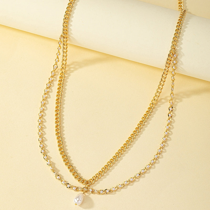 Glam 14k Gold Plated Rhinestone & Pearl Multi-Layer Women's Body Chain