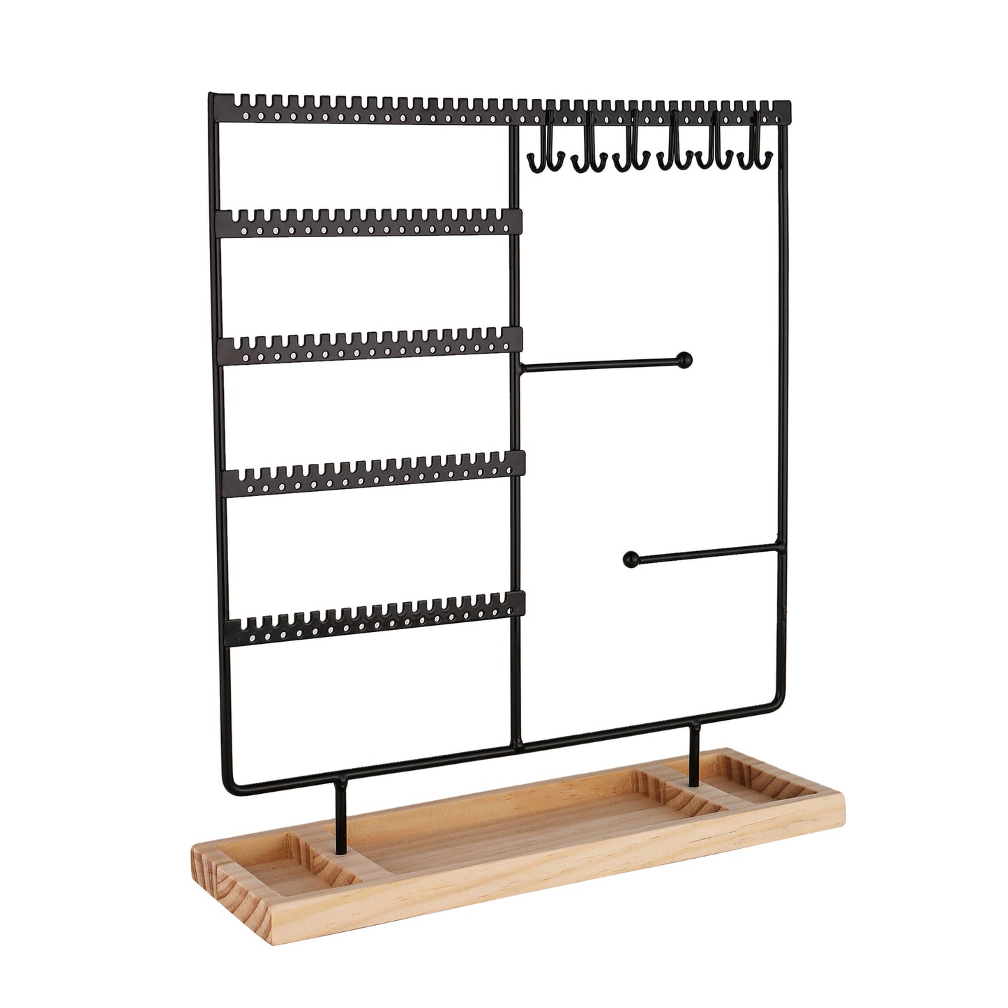 Glam Square Iron Jewelry Display Rack with Detachable Wooden Base