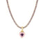 18K Gold Plated Geometric Heart Zircon Pendant Necklace with Colorful Tennis Chain