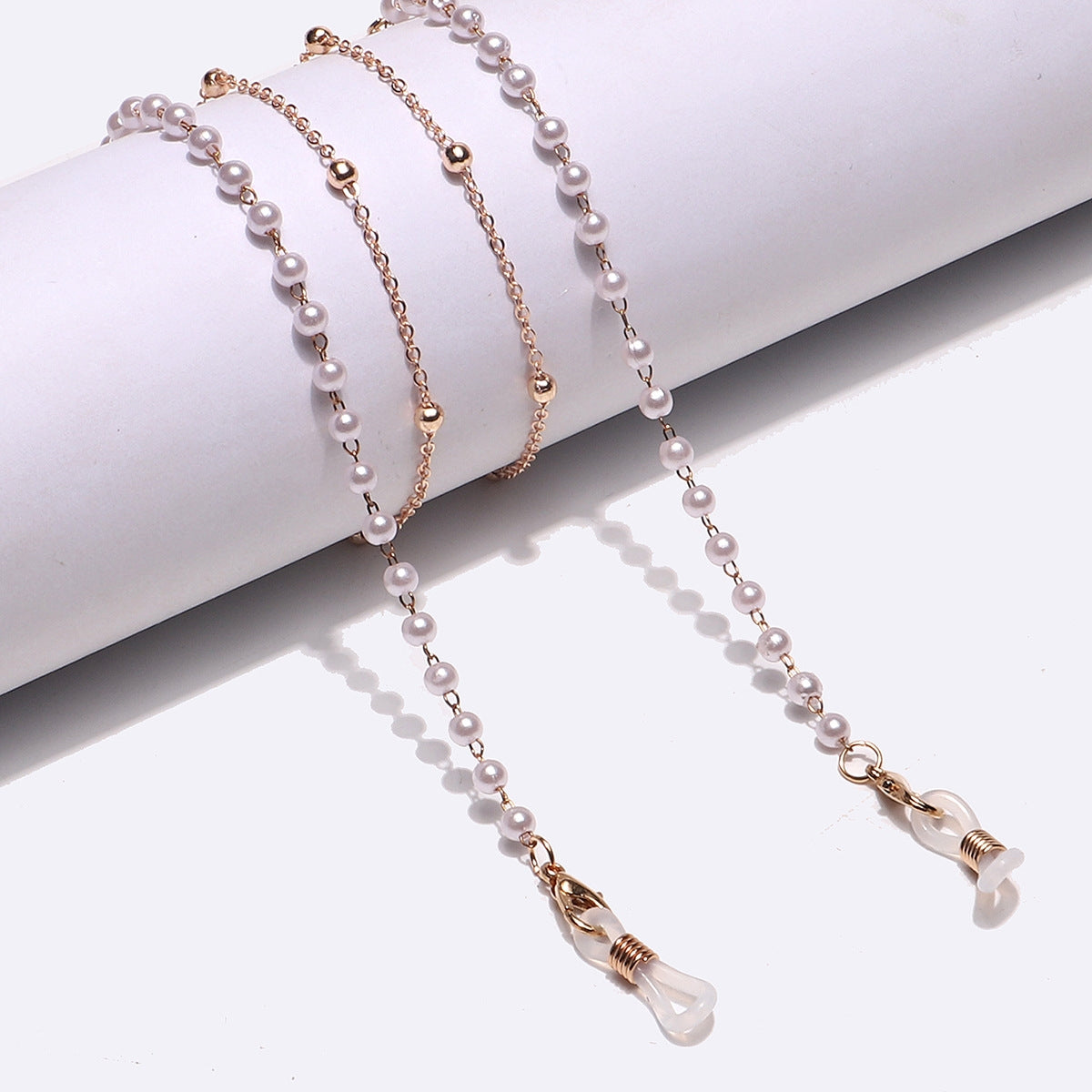 Golden Pearl Bead Metal Glasses Chain