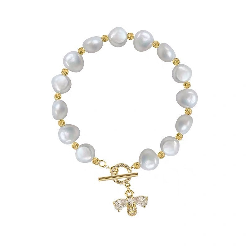 Golden Freshwater Pearl Bee Bracelet