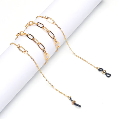 Golden Thick Stainless Steel Sunglasses Chain - Color Retention True Gold Plated Glasses Rope