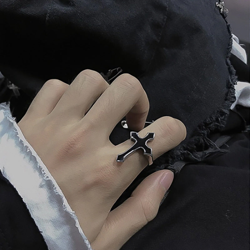 Gothic Black Cross Punk Unisex Ring