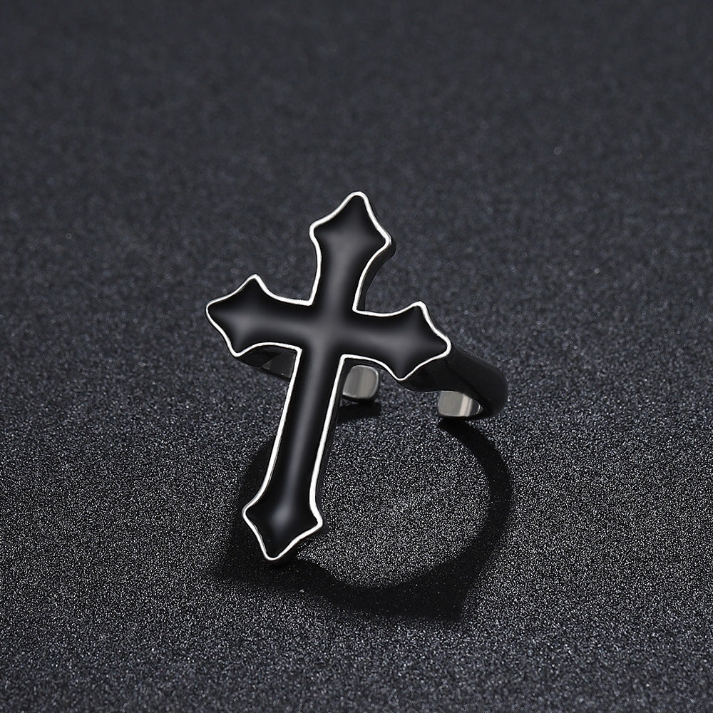 Gothic Black Cross Punk Unisex Ring