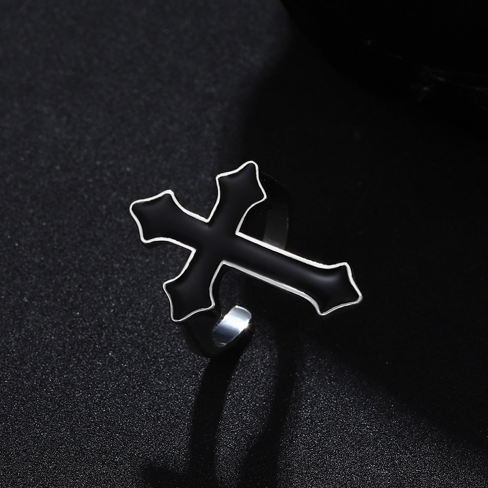 Gothic Black Cross Punk Unisex Ring