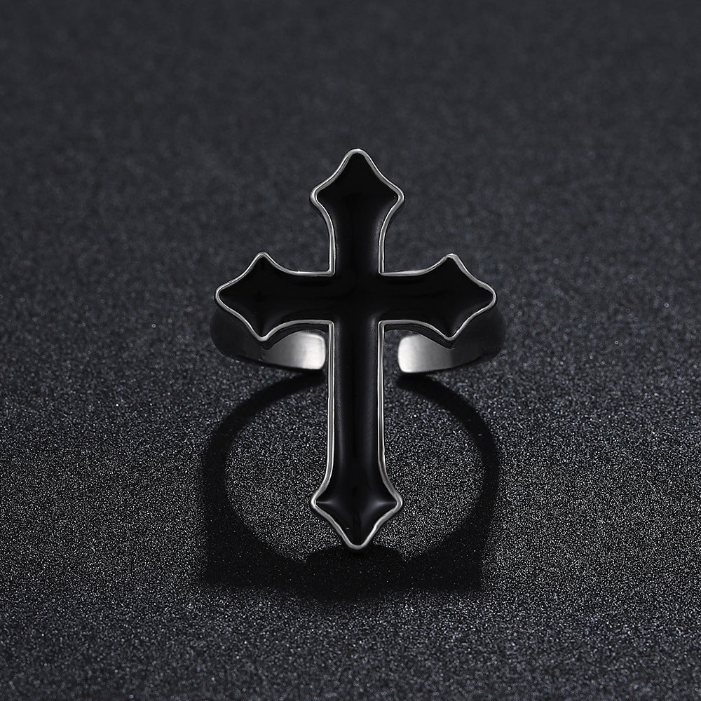 Gothic Black Cross Punk Unisex Ring