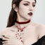 Gothic Blood Drip Pearl Crystal Tassel Choker Necklace