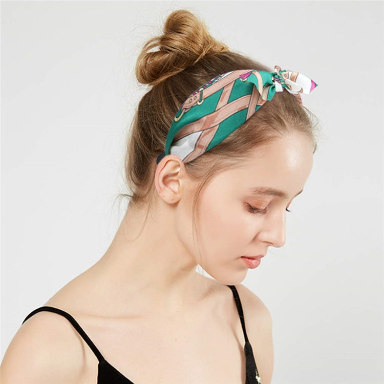 Leopard Print Knotted Rabbit Ears Wide Headband for Women