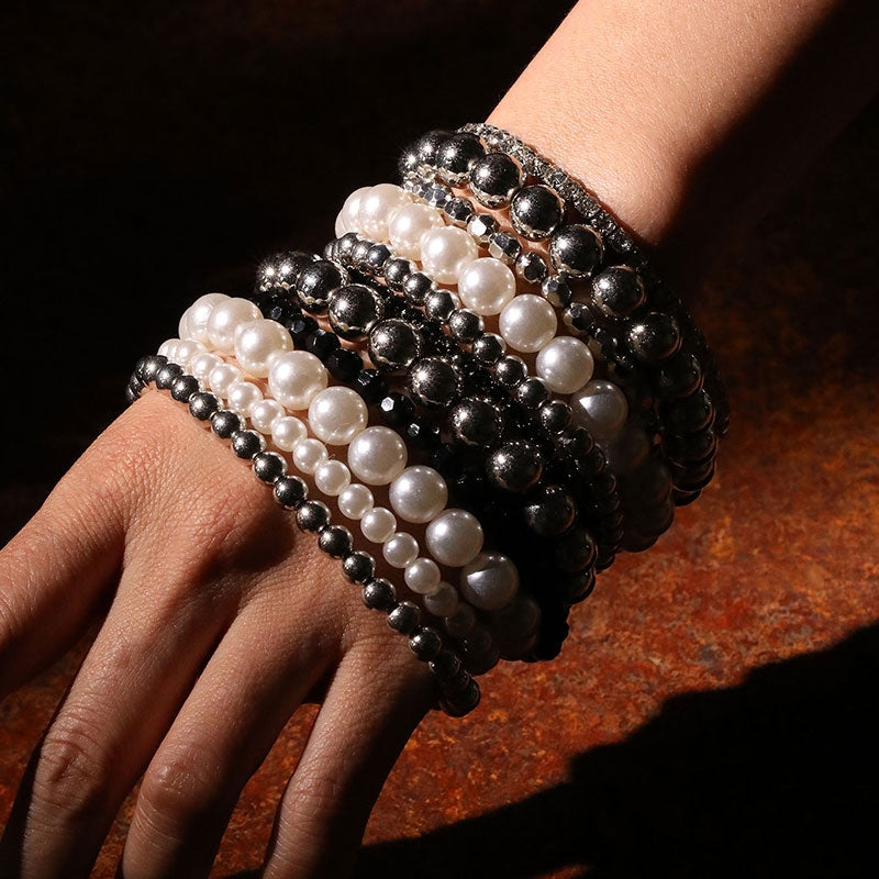 Handmade Bohemian Pearl Stacking Bracelet Set - 11 Piece Beach Jewelry Collection