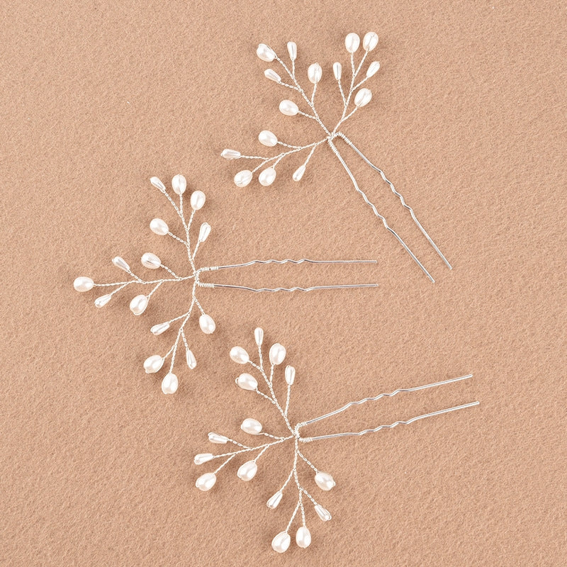 Handmade Pearl and Floral Leaf Bridal Hairpin Hair Accessories