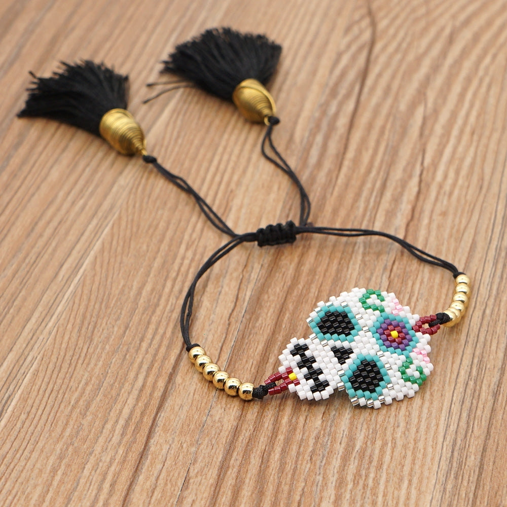 Handmade Colorful Skull Beaded Halloween Bracelets