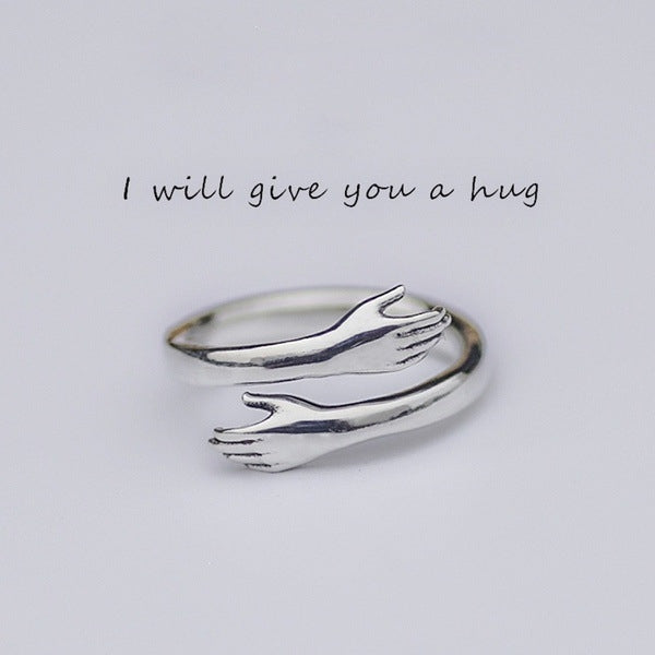 Embrace Couple Adjustable Open Ring - Creative Alloy Design