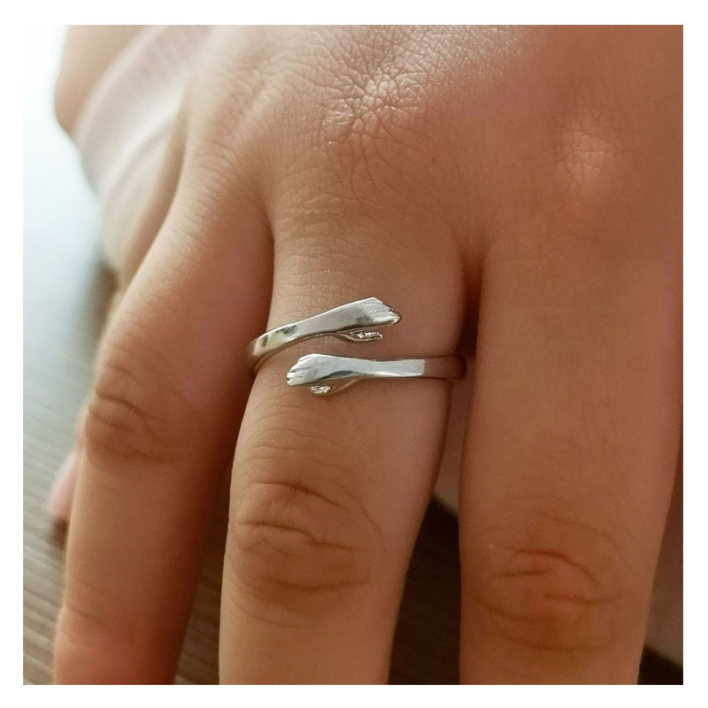 Embrace Couple Adjustable Open Ring - Creative Alloy Design