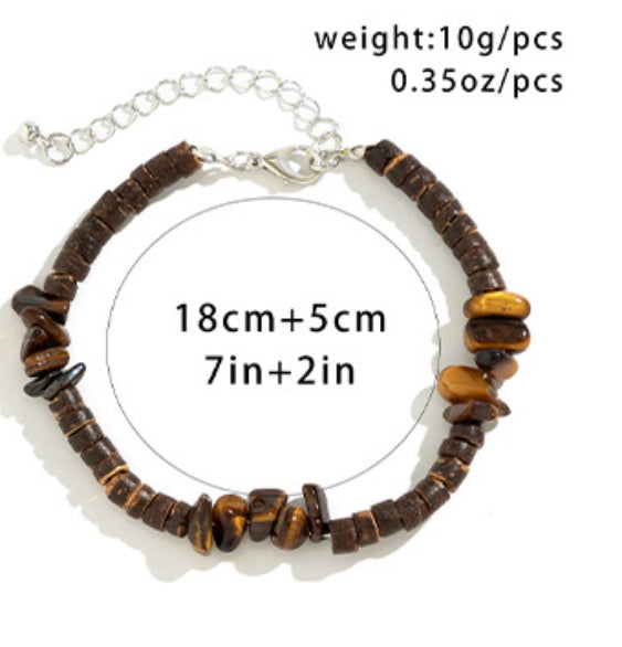 Hawaiian Bohemian Alloy Stone Beaded Unisex Necklace and Bracelet Set