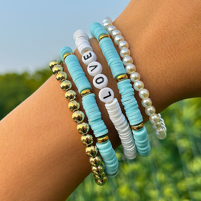 Hawaiian Bohemian Geometric Pearl Beaded Bracelet Set