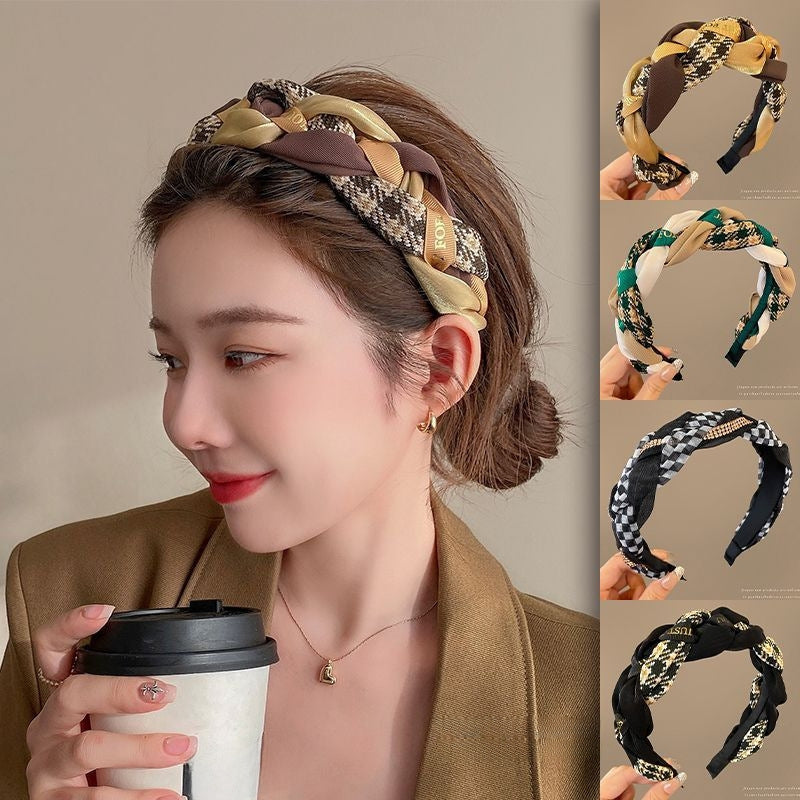 Retro Woven Twist Headband for Women - Elegant Black Hair Accessory