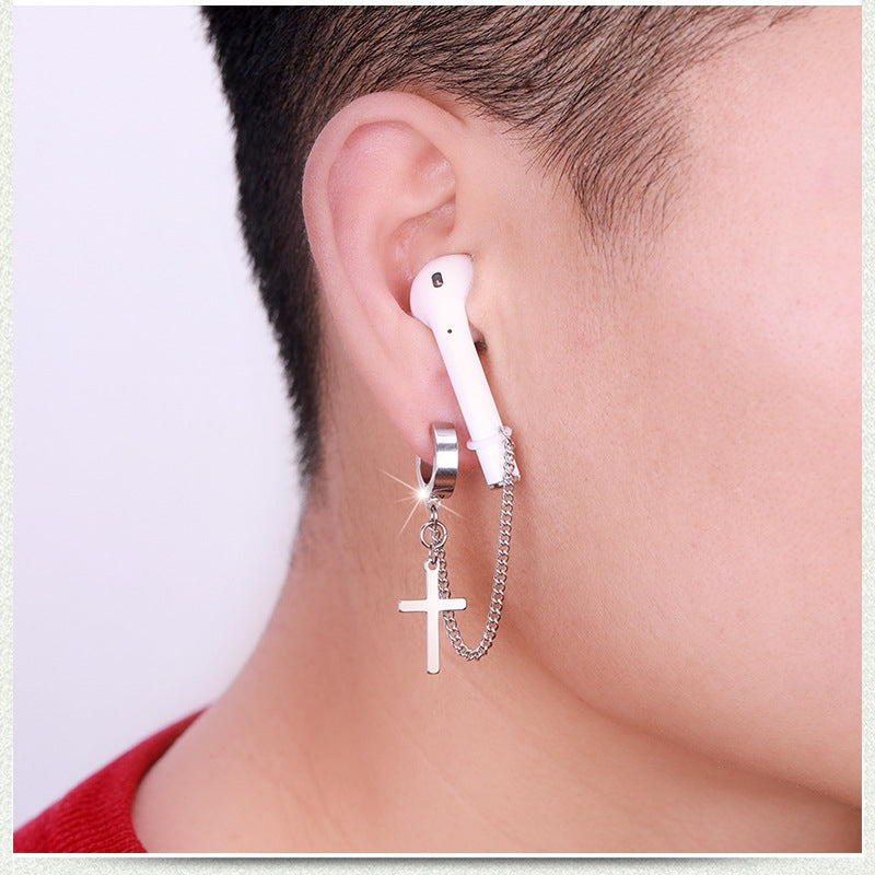 Headphones Anti-lost Earrings Titanium Steel Ear Holes Ear Clip Single