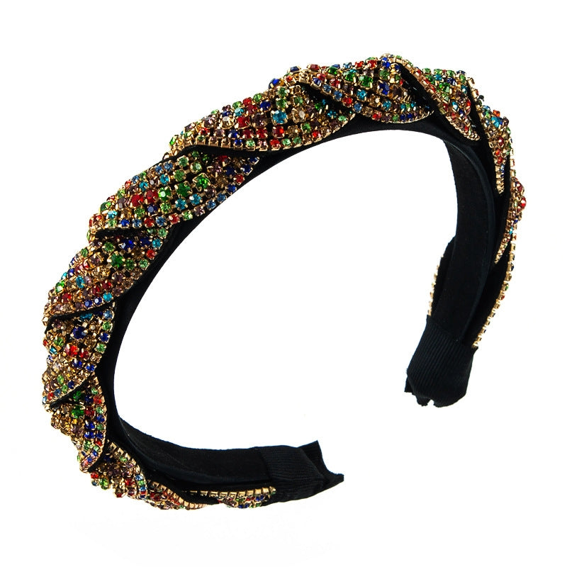 Heming Retro Rhinestone Claw Chain Cross Winding Headband