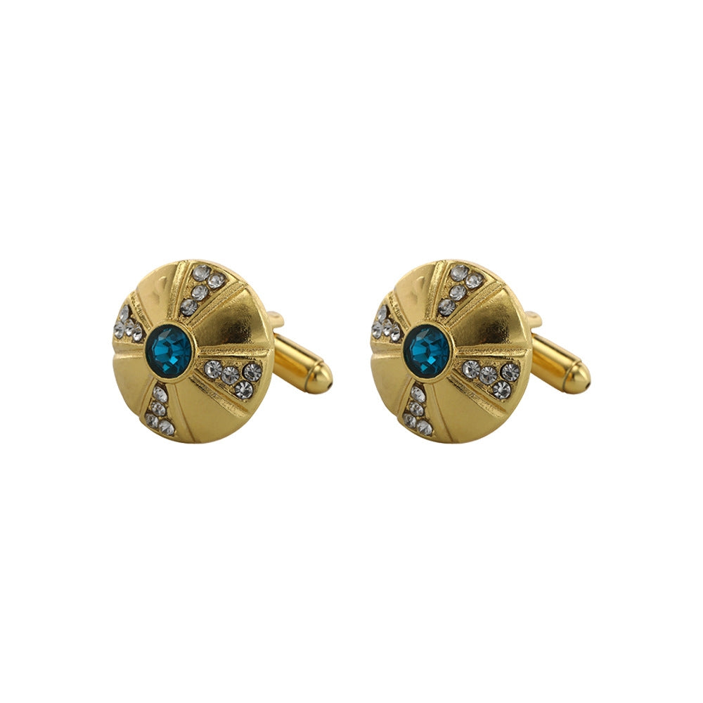 Titanium Steel Diamond Flower Cufflinks for Men