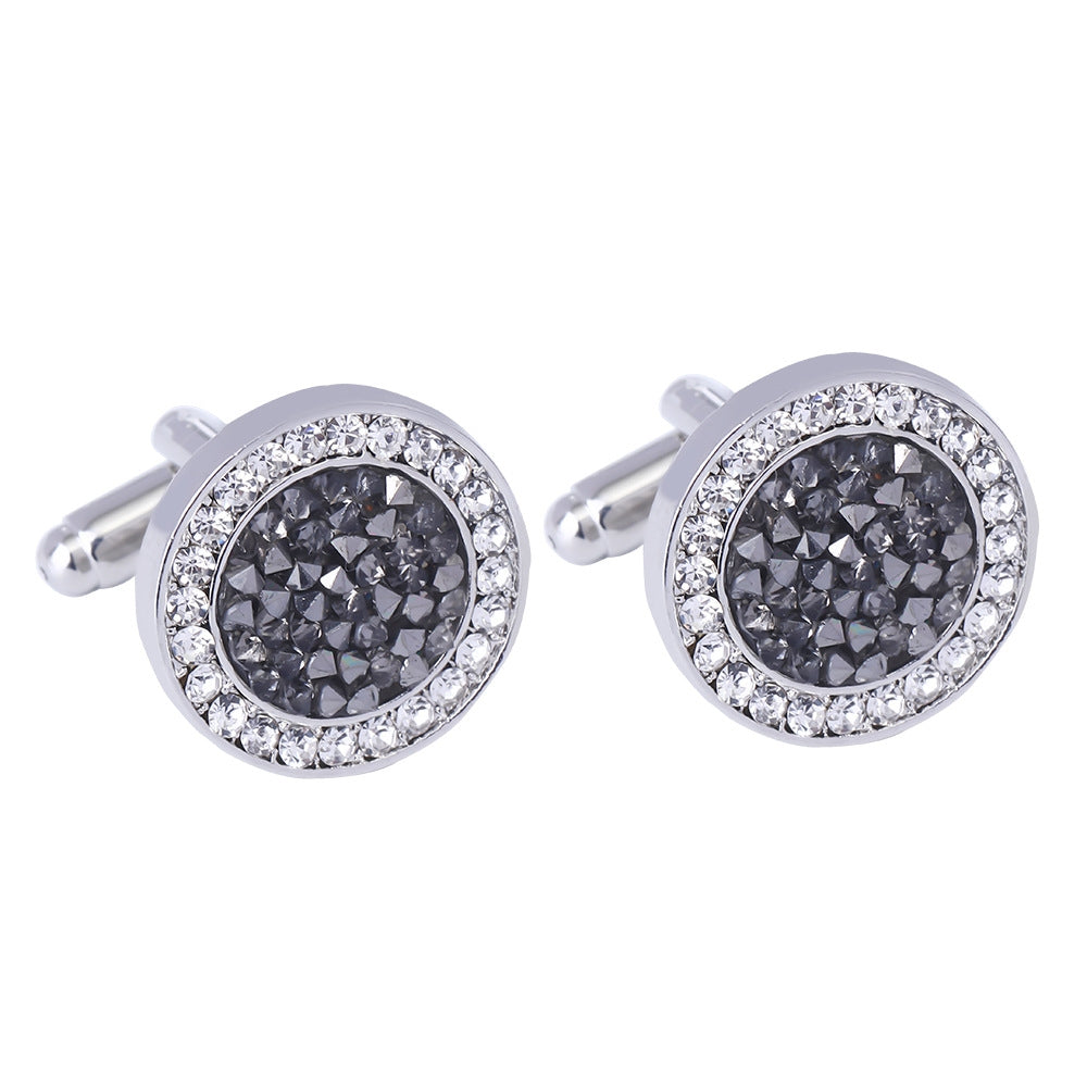 Titanium Steel Diamond Flower Cufflinks for Men