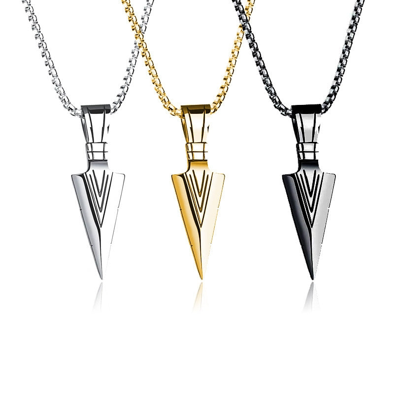 Hip-Hop Triangle Arrowhead Titanium Steel Men's Pendant Necklace