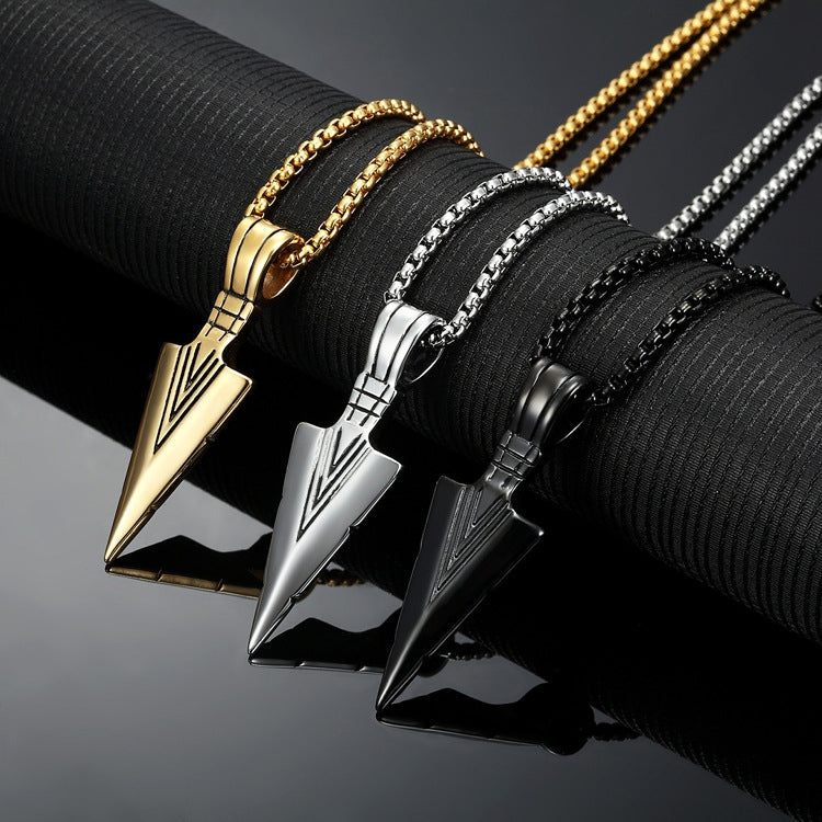 Hip-Hop Triangle Arrowhead Titanium Steel Men's Pendant Necklace