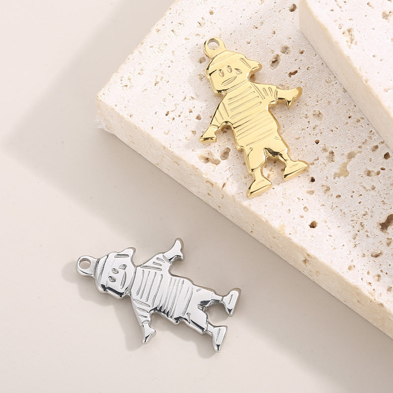 Hip-Hop Cartoon Character Stainless Steel Pendant Necklace - Creative Rock Style Jewelry Accessories