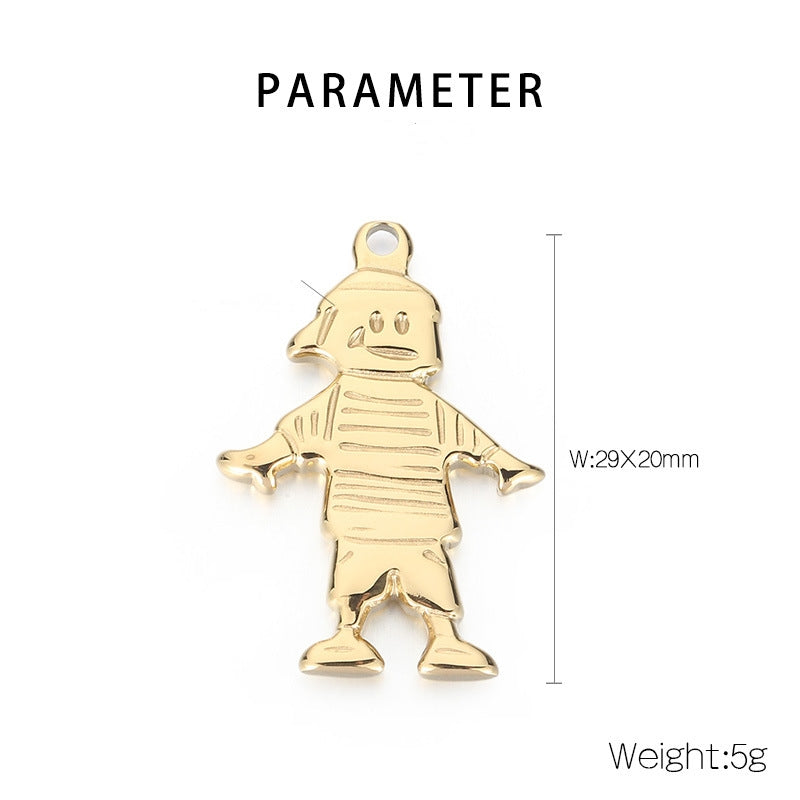 Hip-Hop Cartoon Character Stainless Steel Pendant Necklace - Creative Rock Style Jewelry Accessories