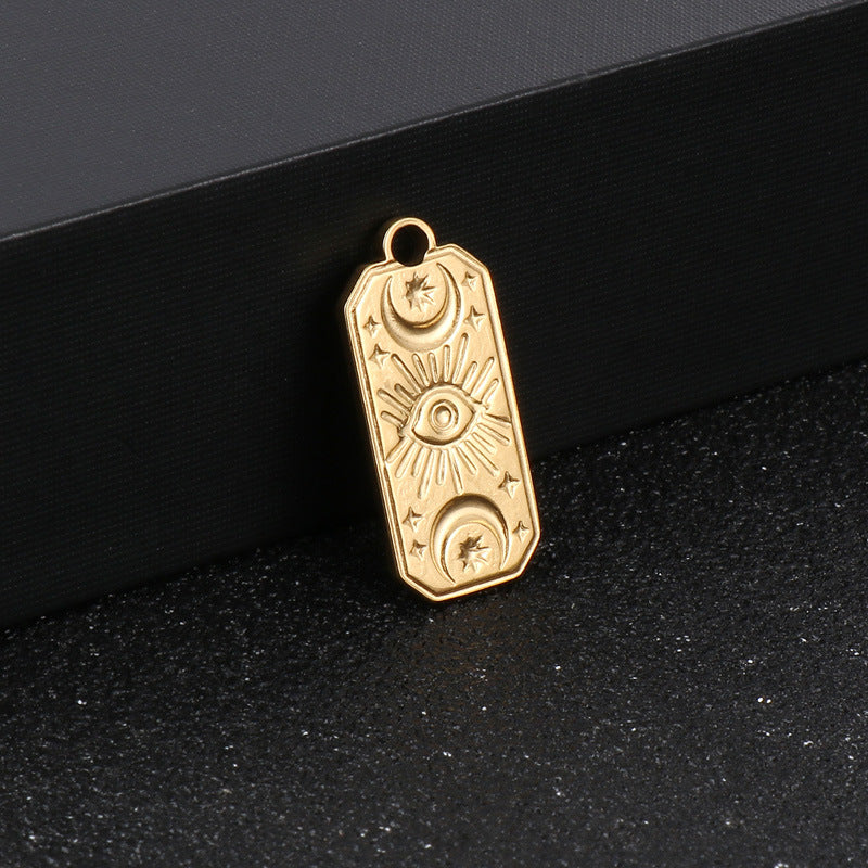 "Stainless Steel Devil's Eye Pendant with Star and Moon Pattern Jewelry Accessories"