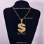 Hip-Hop Rhinestone Letter Pendant Necklace with Cuban Chain Set