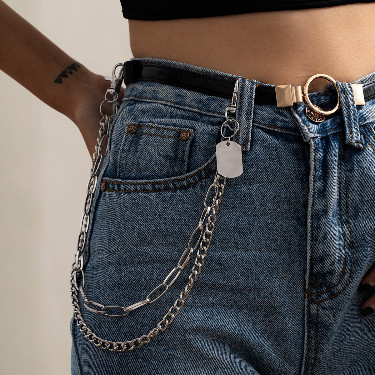 Hip Hop Double-Layer U-Shaped Chain Waist Belt